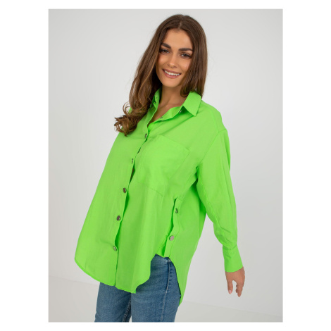 Světle zelená košile na zip s kapsou Fashionhunters