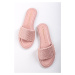 Růžové kožené nízké pantofle 1-27125