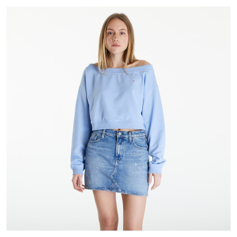 Tommy Jeans Cropped Off Shoulder Sweatshirt Blue Tommy Hilfiger