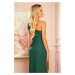 Tmavě zelené dlouhé dámské šaty přes jedno rameno ve stylu model 16968632 - numoco