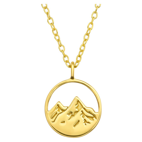 OLIVIE Stříbrný náhrdelník SILVER MOUNTAIN GOLD 7665