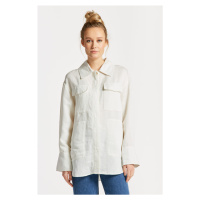 KOŠILE GANT LINEN VISCOSE SHIRT JACKET EGGSHELL