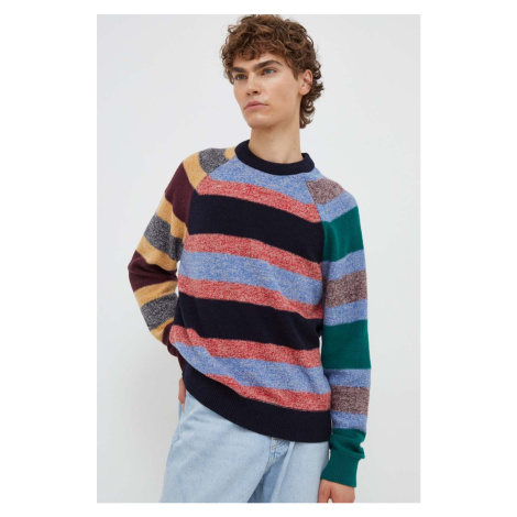 Vlněný svetr PS Paul Smith pánský, tmavomodrá barva, lehký