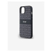 PU Leather Repeat Pattern Tonal Stripe Zadní Kryt pro iPhone 14 Black DKNY