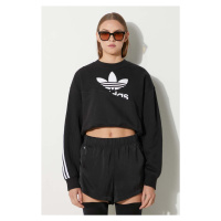 Mikina adidas Originals Adicolor HC4622 dámská, černá barva, s potiskem, HC4622-BLACK