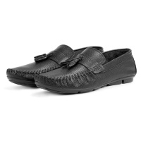 Ducavelli Noble Genuine Leather Men's Casual Shoes, Roque Loafers Black.