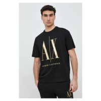 Bavlněné tričko Armani Exchange černá barva, s aplikací, 8NZTPQ ZJH4Z