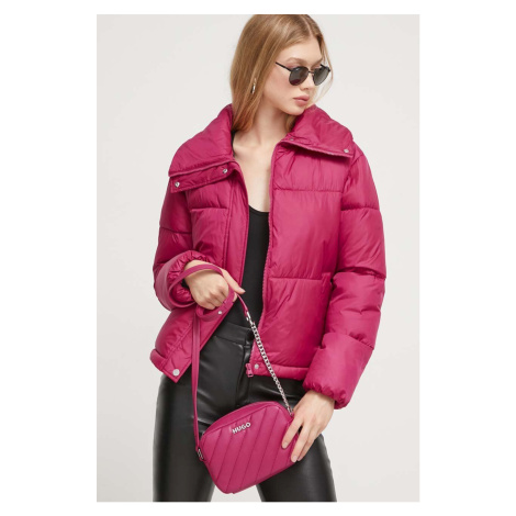 Bunda HUGO dámská, růžová barva, zimní, oversize Hugo Boss