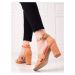 Krásné  sandály dámské hnědé na širokém podpatku