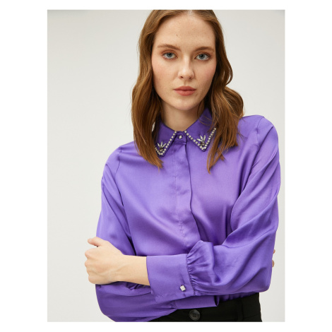 Koton Satin Stone Shirt with Hidden Buttons