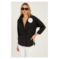 Cool & Sexy Women's Black Rose Accessory Shirt