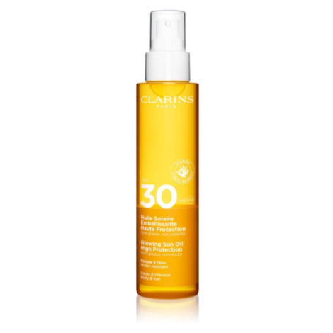 Clarins Sun Care Glowing Oil suchý olej na vlasy i tělo SPF 30 150 ml