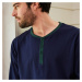 Pyžamové tričko s tuniským výstřihem na knoflíky a dlouhými rukávy