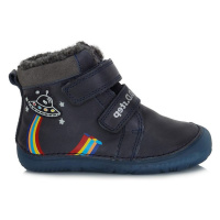 D.D.STEP W073-355 ZIMNÍ KOTNÍKOVÉ BOTY Tmavě Modré | Dětské zimní zateplené barefoot boty