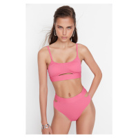 Trendyol Pink Textured Cut Out Detailed Bikini Bottoms