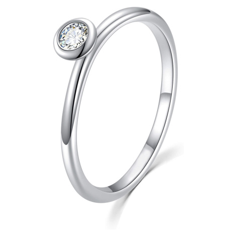 MOISS Půvabný stříbrný prsten s čirým zirkonem R00019 51 mm