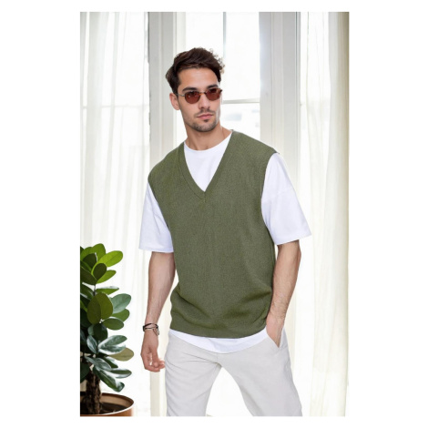 26088 Dewberry V-Neck Mens Sweater-Khaki
