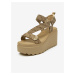 Béžové dámské vzorované sandály na klínku Guess Ocilia