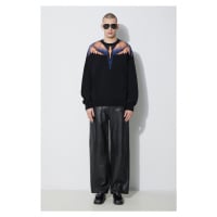 Bavlněný svetr Marcelo Burlon Icon Wings Knit Boxy Crew černá barva, lehký, CMHE024S24KNI0011026