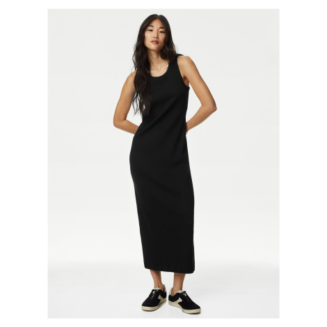 Černé dámské žebrované midi šaty Marks & Spencer