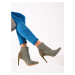 Trendy dámské  kotníčkové boty zelené na jehlovém podpatku