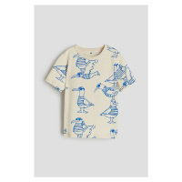 H & M - Bavlněné tričko's potiskem - béžová