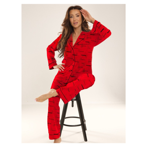Pyjamas De Lafense 718 Madeleine L/R S-4XL red 033
