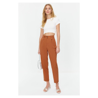 Trendyol Brown Carrot High Waist Polyviscon Woven Trousers