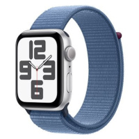 Apple Watch SE 44mm Stříbrný hliník s ledově modrým provlékacím sportovním řemínkem