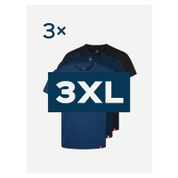 Triplepack pánských triček AGEN - navy, modrá, černá - 3XL