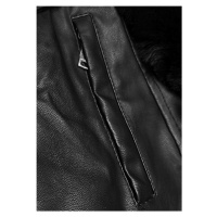Zateplená černá bunda ramoneska s kapucí (11Z8059)