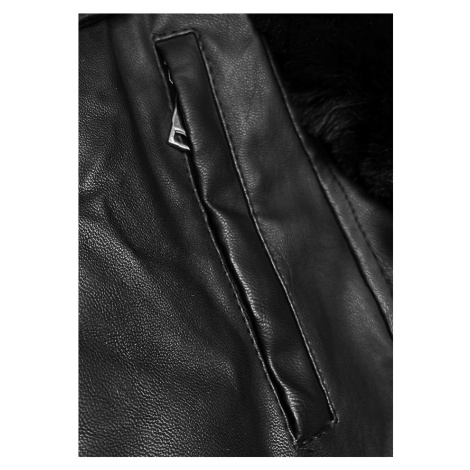 Zateplená černá bunda ramoneska s kapucí (11Z8059) J.STYLE