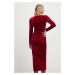 Velurové šaty Answear Lab červená barva, maxi
