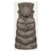 Dlouhá béžová péřová vesta s kapucí (5M3183-84)