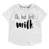 Tričko s nápisem ok, but first milk I LOVE MILK