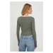 Tričko s dlouhým rukávem Calvin Klein Jeans zelená barva