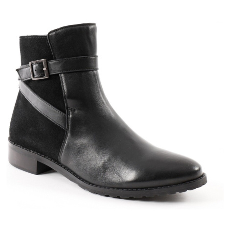 Kožené kotníkové boty, černé Blancheporte
