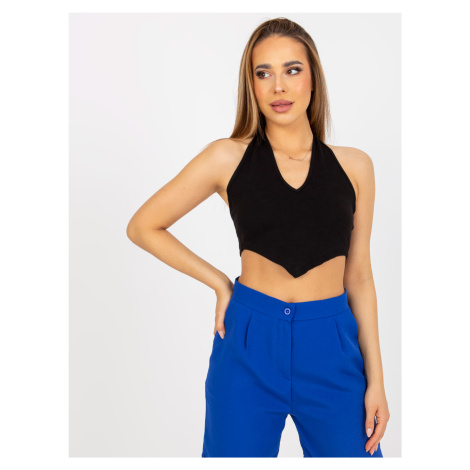 ČERNÝ ŽEBROVANÝ CROP TOP -BLACK Černá Rue Paris