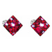 Stříbrné náušnice pecka s krystaly Swarovski červený kosočtverec 31169.3 cherry