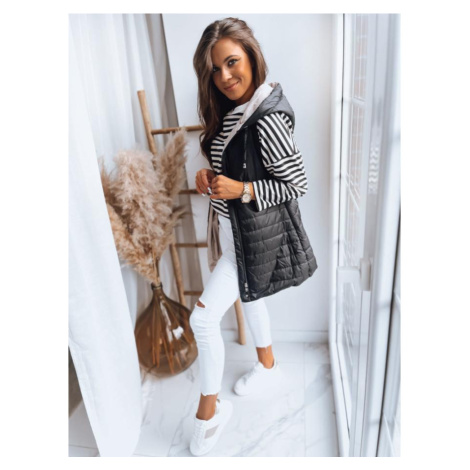 Černá prošívaná dámská vesta s kapucí DStreet