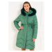 Dámská zimní bunda s vázáním v pase - zelená