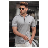 Madmext Men's Gray Polo Neck T-Shirt 9281