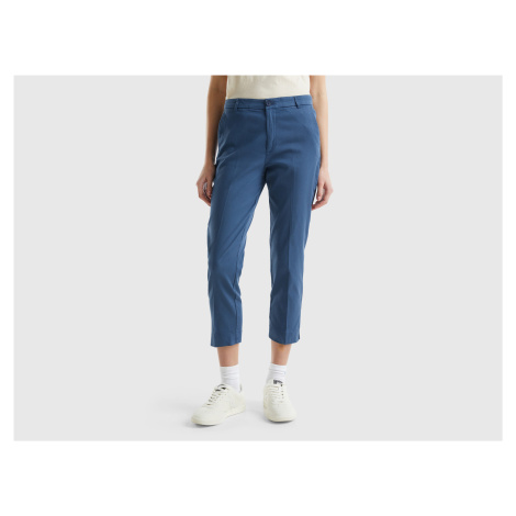 Benetton, Cropped Chinos In Stretch Cotton