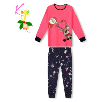 Dívčí pyžamo KUGO MP3826, sytě růžová / tmavě modré kalhoty Barva: Růžová