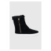 Semišové boty Lauren Ralph Lauren dámské, černá barva, na plochém podpatku, zateplené