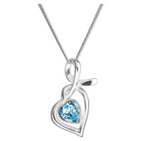 Evolution Group Stříbrný náhrdelník se Swarovski krystaly srdce modré 32071.3