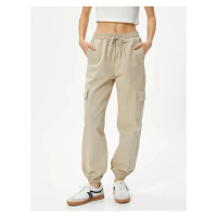 Koton Cargo Jogger Trousers Comfortable Fit Elastic Waist Tie Pocket Cotton