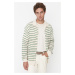 Trendyol Ecru Regular Fit Crochet Detailed Striped Knitwear Cardigan