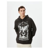 Koton Oversize Hooded Sweatshirt with Mystic Printed Slogan