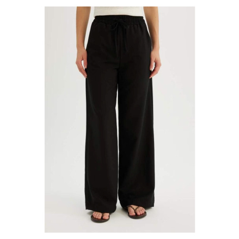 DEFACTO Trousers Wide Leg Wide Leg Elastic Waist Laced